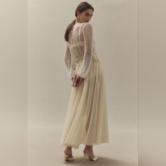 Reformation Prisca Elegant Cream Tulle Skirt Size M - Picture 4 of 17